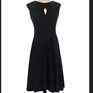Wisp Black Dress Sz. 20W Keyhole Pleated Front Cap Sleeve Back Zip